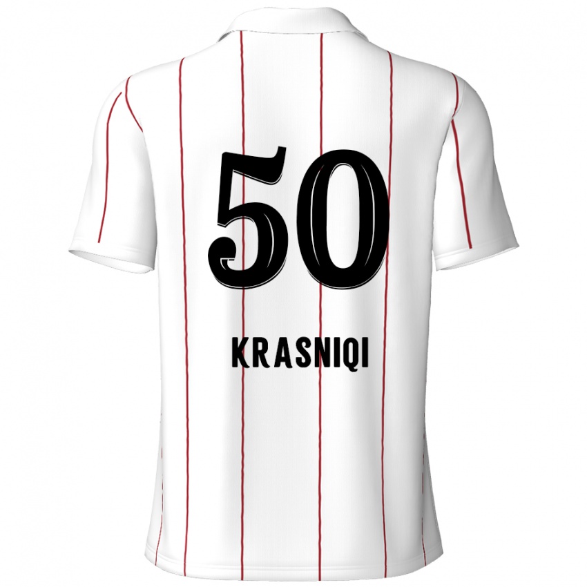 Kinder Laurit Krasniqi #50 Weiß Schwarz Auswärtstrikot Trikot 2024/25 T-Shirt