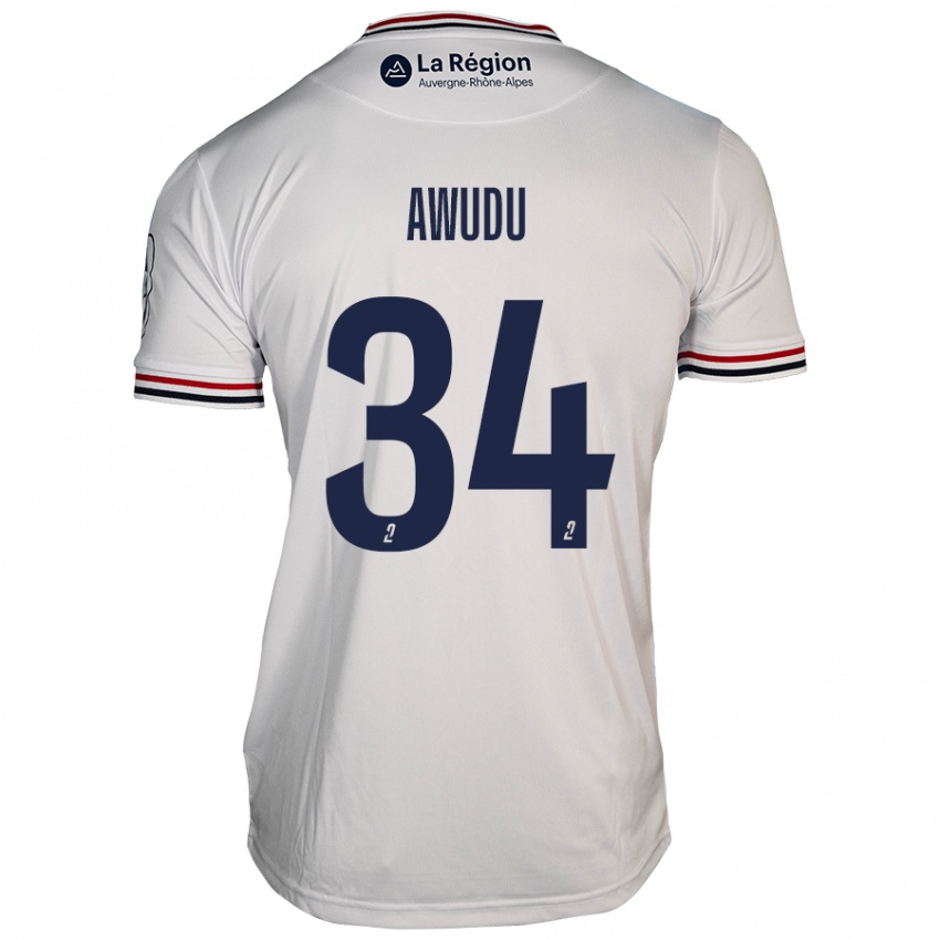 Kinder Sumaila Awudu #34 Weiß Auswärtstrikot Trikot 2024/25 T-Shirt