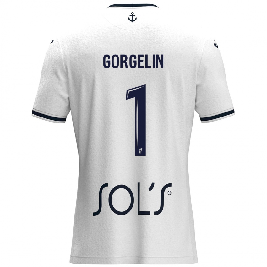 Kinder Mathieu Gorgelin #1 Weiß Dunkelblau Auswärtstrikot Trikot 2024/25 T-Shirt