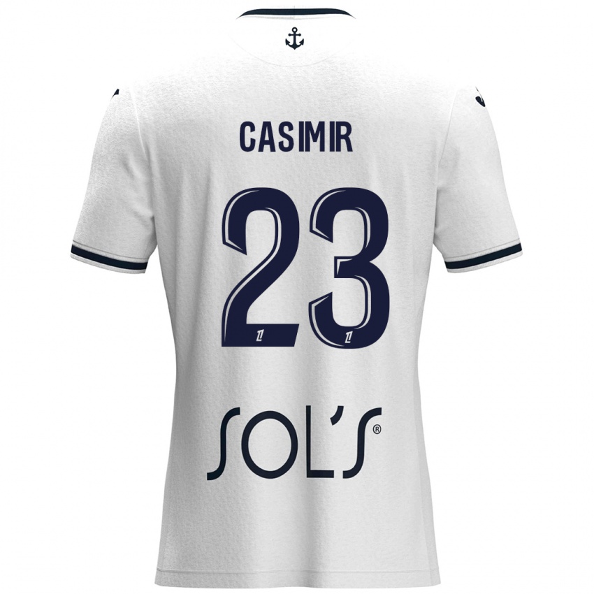 Kinder Josué Casimir #23 Weiß Dunkelblau Auswärtstrikot Trikot 2024/25 T-Shirt