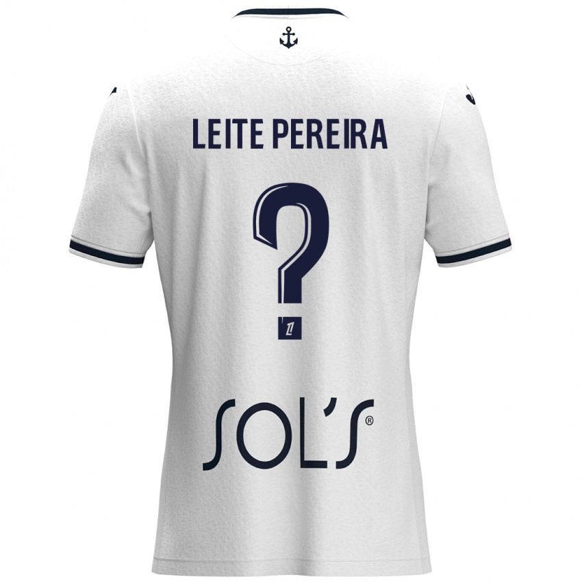 Kinder Matéo Leite Pereira #0 Weiß Dunkelblau Auswärtstrikot Trikot 2024/25 T-Shirt