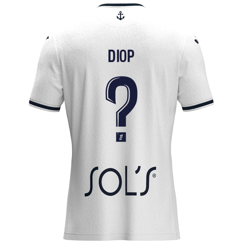 Kinder Doro Diop #0 Weiß Dunkelblau Auswärtstrikot Trikot 2024/25 T-Shirt