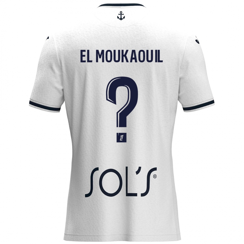 Kinder Mohamed El Moukaouil #0 Weiß Dunkelblau Auswärtstrikot Trikot 2024/25 T-Shirt