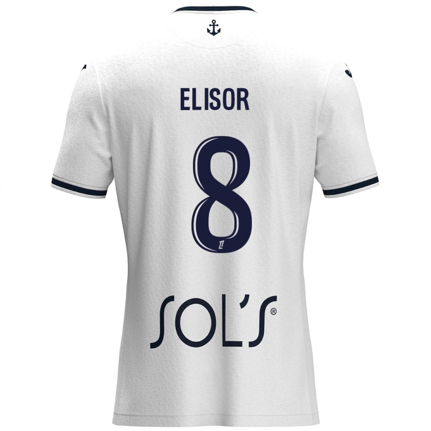 Kinder Salomé Elisor #8 Weiß Dunkelblau Auswärtstrikot Trikot 2024/25 T-Shirt