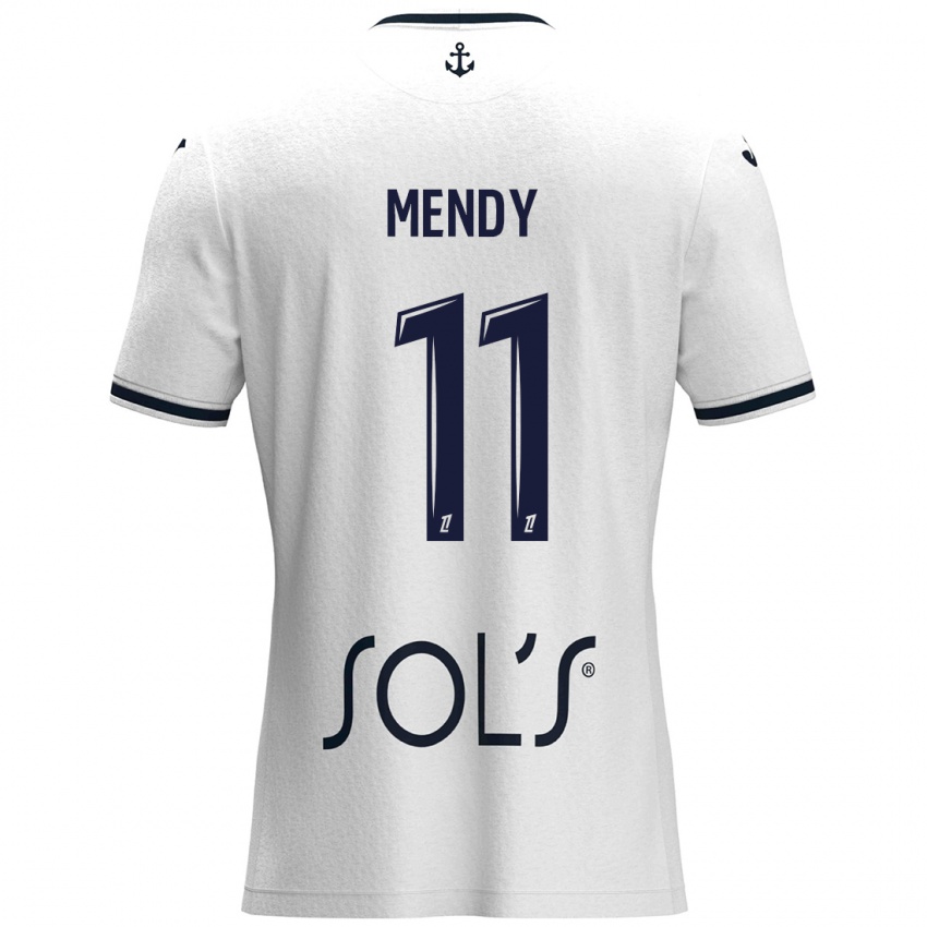 Kinder Mélinda Mendy #11 Weiß Dunkelblau Auswärtstrikot Trikot 2024/25 T-Shirt