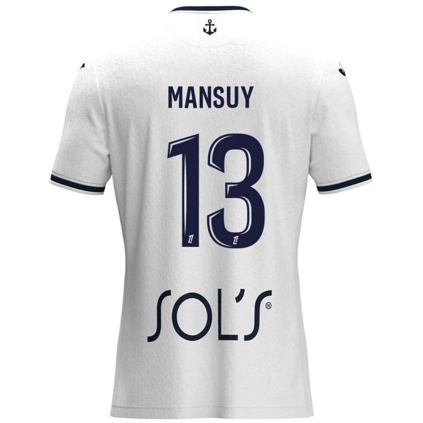 Kinder Héloïse Mansuy #13 Weiß Dunkelblau Auswärtstrikot Trikot 2024/25 T-Shirt