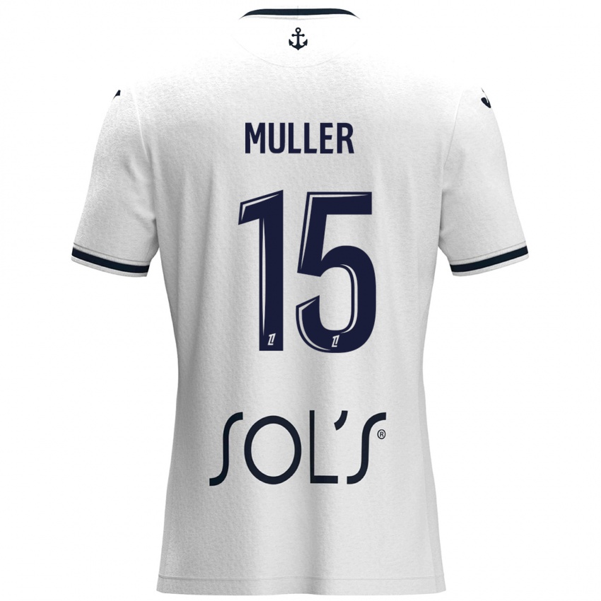 Kinder Laura Muller #15 Weiß Dunkelblau Auswärtstrikot Trikot 2024/25 T-Shirt