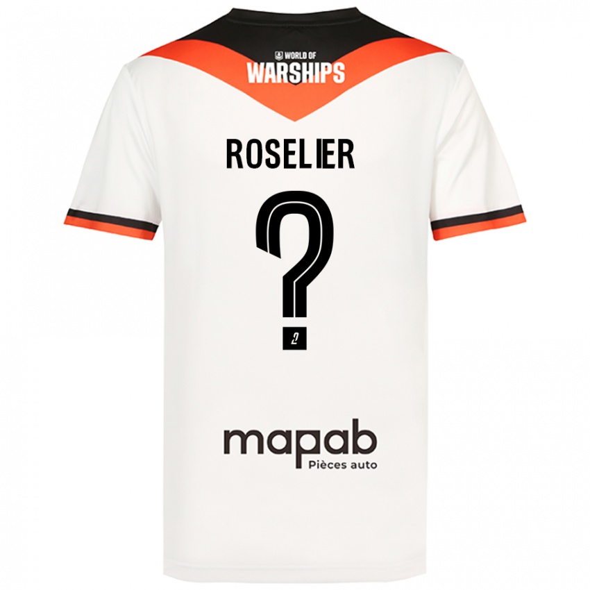 Kinder Nathan Roselier #0 Weiß Auswärtstrikot Trikot 2024/25 T-Shirt