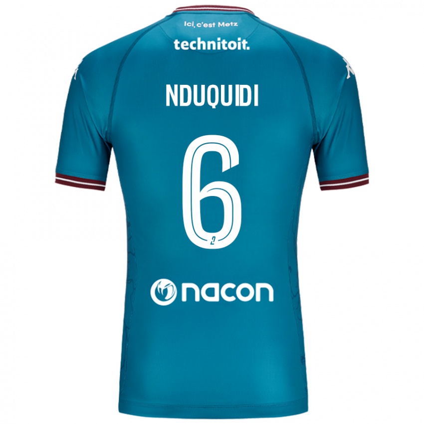 Kinder Joseph Nduquidi #6 Blau Petrol Auswärtstrikot Trikot 2024/25 T-Shirt