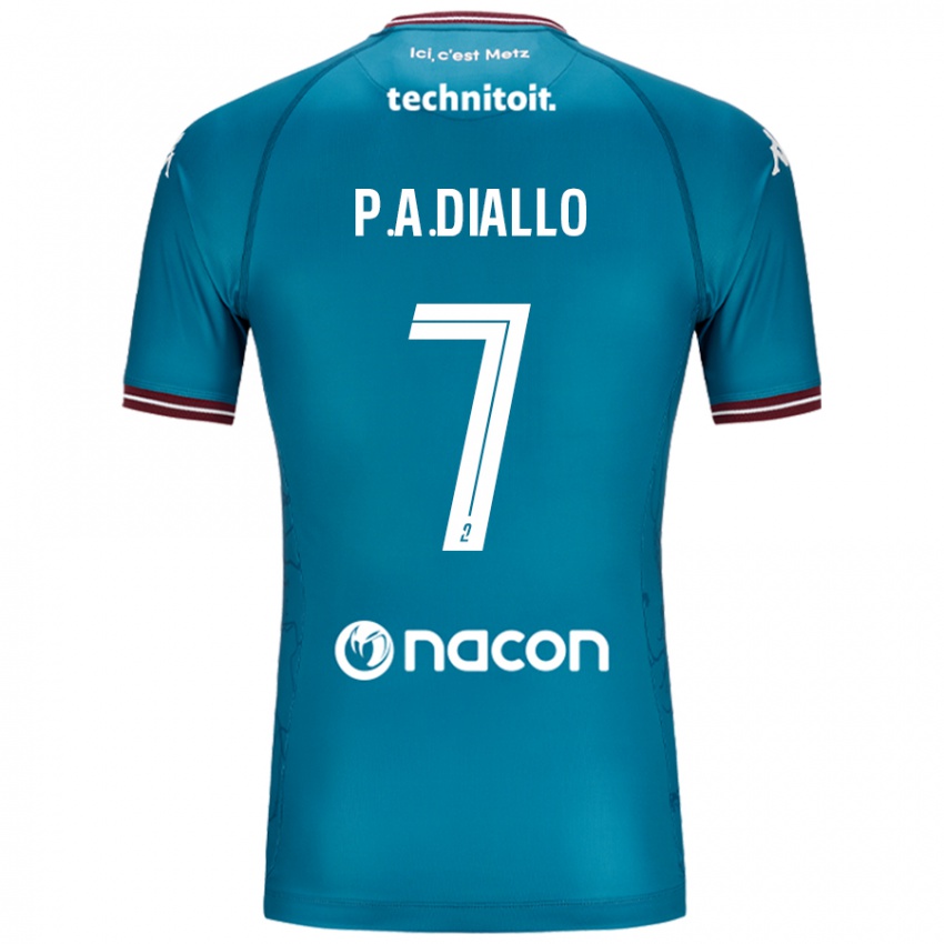 Kinder Papa Amadou Diallo #7 Blau Petrol Auswärtstrikot Trikot 2024/25 T-Shirt