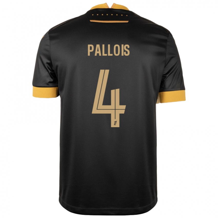 Kinder Nicolas Pallois #4 Schwarz Braun Auswärtstrikot Trikot 2024/25 T-Shirt