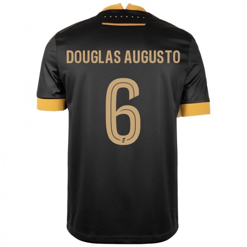 Kinder Douglas Augusto #6 Schwarz Braun Auswärtstrikot Trikot 2024/25 T-Shirt