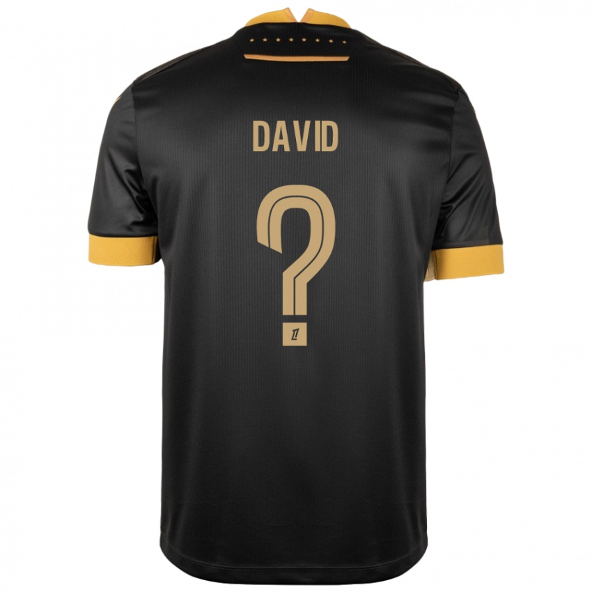 Kinder Timothé David #0 Schwarz Braun Auswärtstrikot Trikot 2024/25 T-Shirt