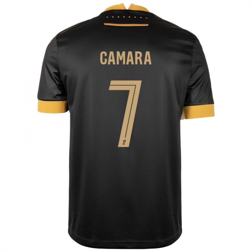 Kinder Mohamed Camara #7 Schwarz Braun Auswärtstrikot Trikot 2024/25 T-Shirt