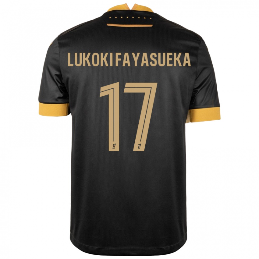 Kinder Kévin Lukoki Fayasueka #17 Schwarz Braun Auswärtstrikot Trikot 2024/25 T-Shirt