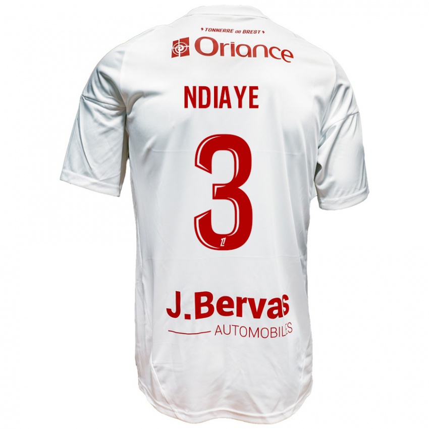 Kinder Abdoulaye Ndiaye #3 Weiß Rot Auswärtstrikot Trikot 2024/25 T-Shirt