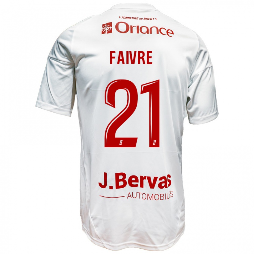 Kinder Romain Faivre #21 Weiß Rot Auswärtstrikot Trikot 2024/25 T-Shirt