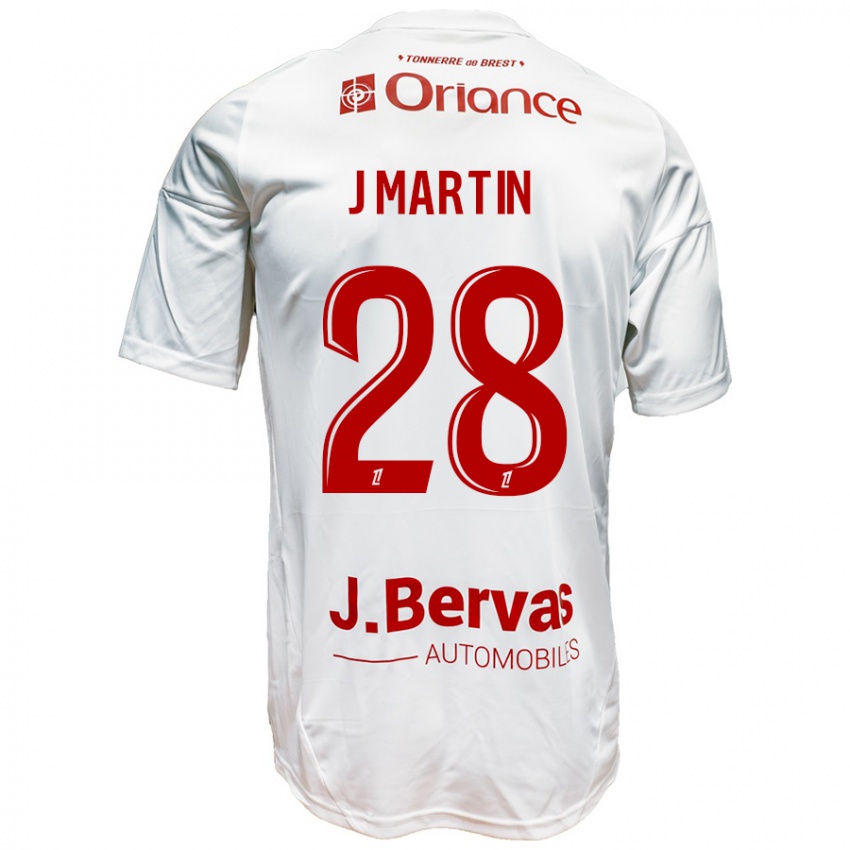 Kinder Jonas Martin #28 Weiß Rot Auswärtstrikot Trikot 2024/25 T-Shirt