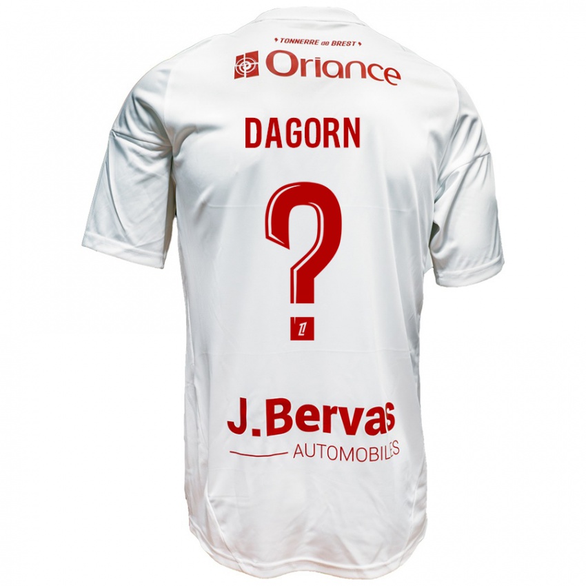 Kinder Maxime Dagorn #0 Weiß Rot Auswärtstrikot Trikot 2024/25 T-Shirt