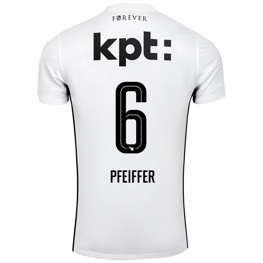 Kinder Patric Pfeiffer #6 Weiß Schwarz Auswärtstrikot Trikot 2024/25 T-Shirt