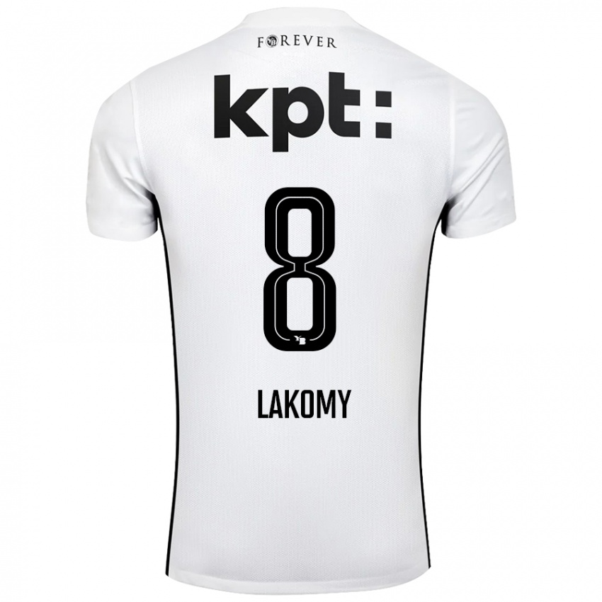 Kinder Lukasz Lakomy #8 Weiß Schwarz Auswärtstrikot Trikot 2024/25 T-Shirt