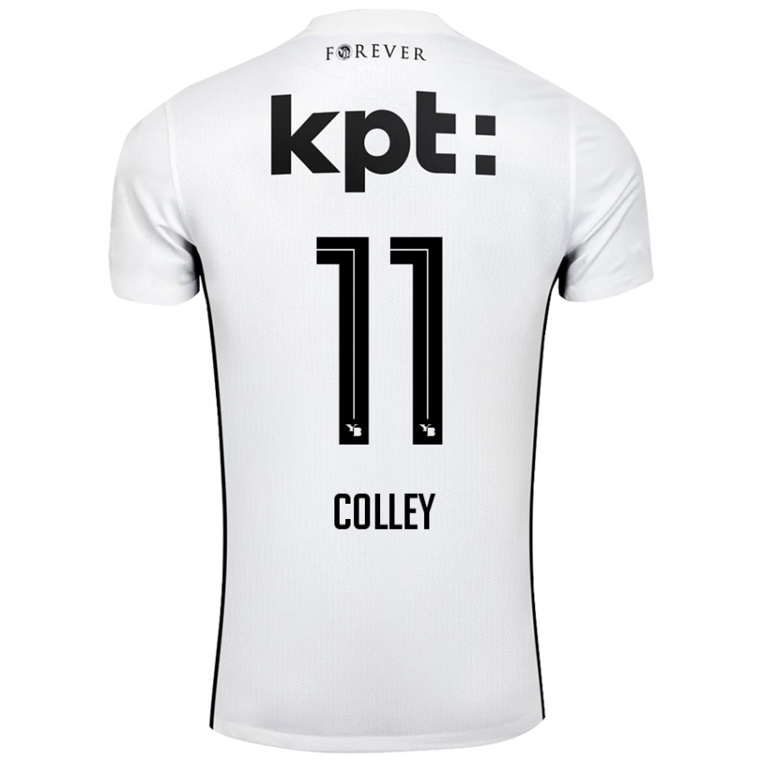 Kinder Ebrima Colley #11 Weiß Schwarz Auswärtstrikot Trikot 2024/25 T-Shirt