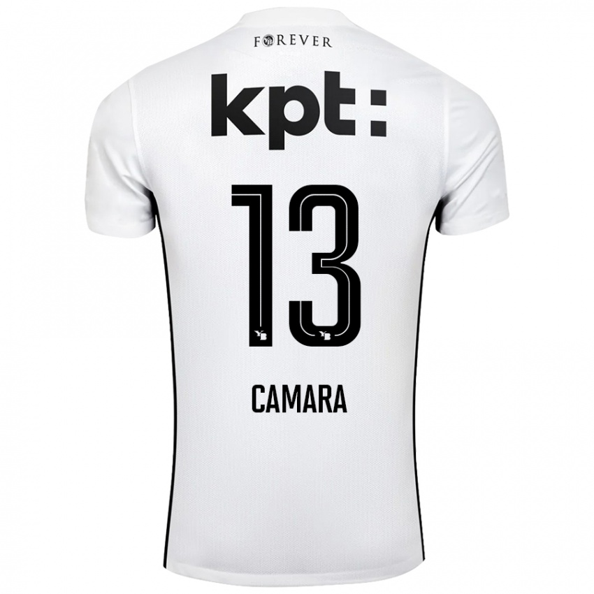 Kinder Mohamed Camara #13 Weiß Schwarz Auswärtstrikot Trikot 2024/25 T-Shirt