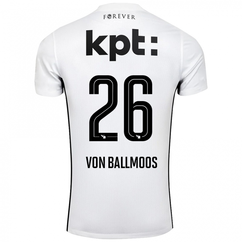 Kinder David Von Ballmoos #26 Weiß Schwarz Auswärtstrikot Trikot 2024/25 T-Shirt