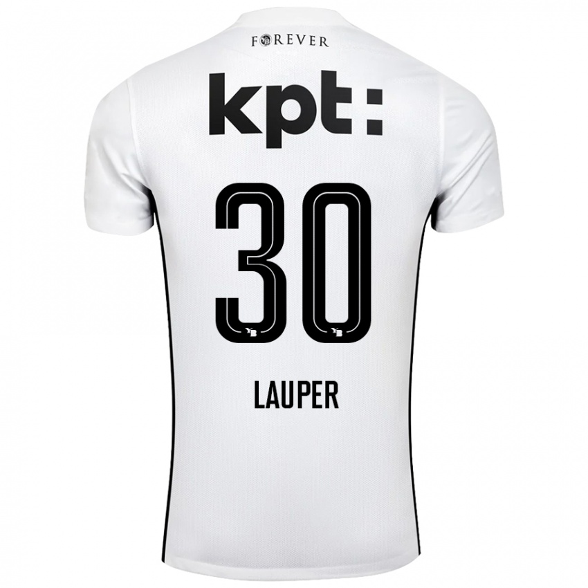 Kinder Sandro Lauper #30 Weiß Schwarz Auswärtstrikot Trikot 2024/25 T-Shirt