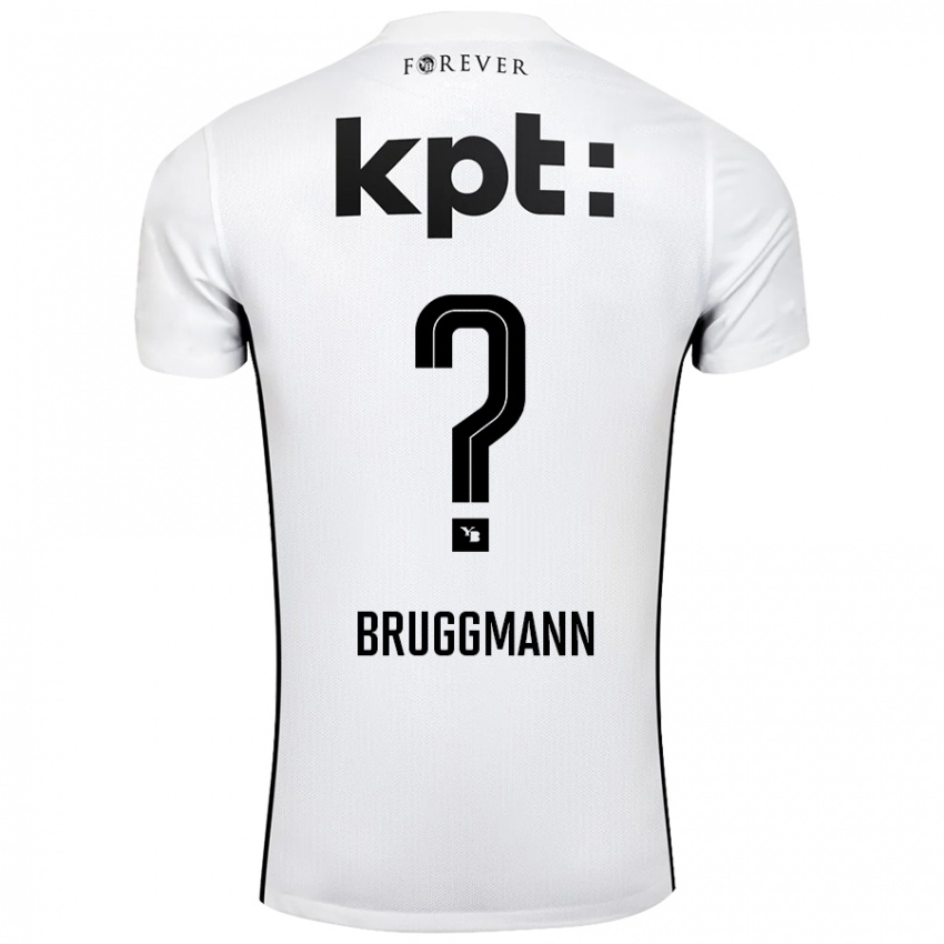 Kinder Lino Bruggmann #0 Weiß Schwarz Auswärtstrikot Trikot 2024/25 T-Shirt