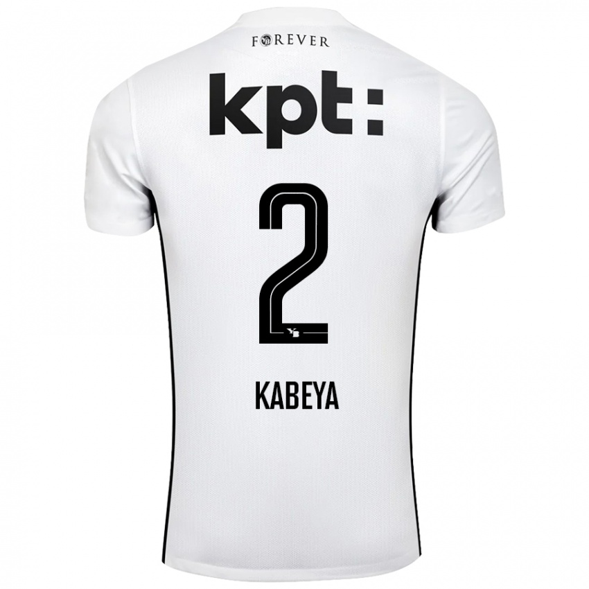 Kinder Benjamin Kabeya #2 Weiß Schwarz Auswärtstrikot Trikot 2024/25 T-Shirt