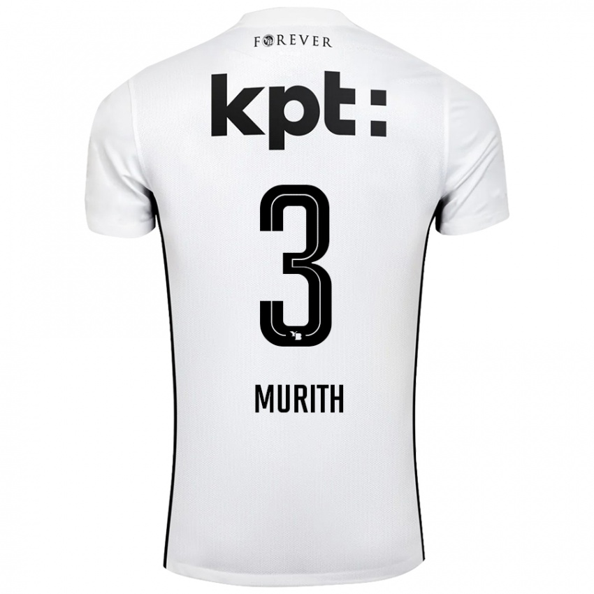 Kinder Tom Murith #3 Weiß Schwarz Auswärtstrikot Trikot 2024/25 T-Shirt