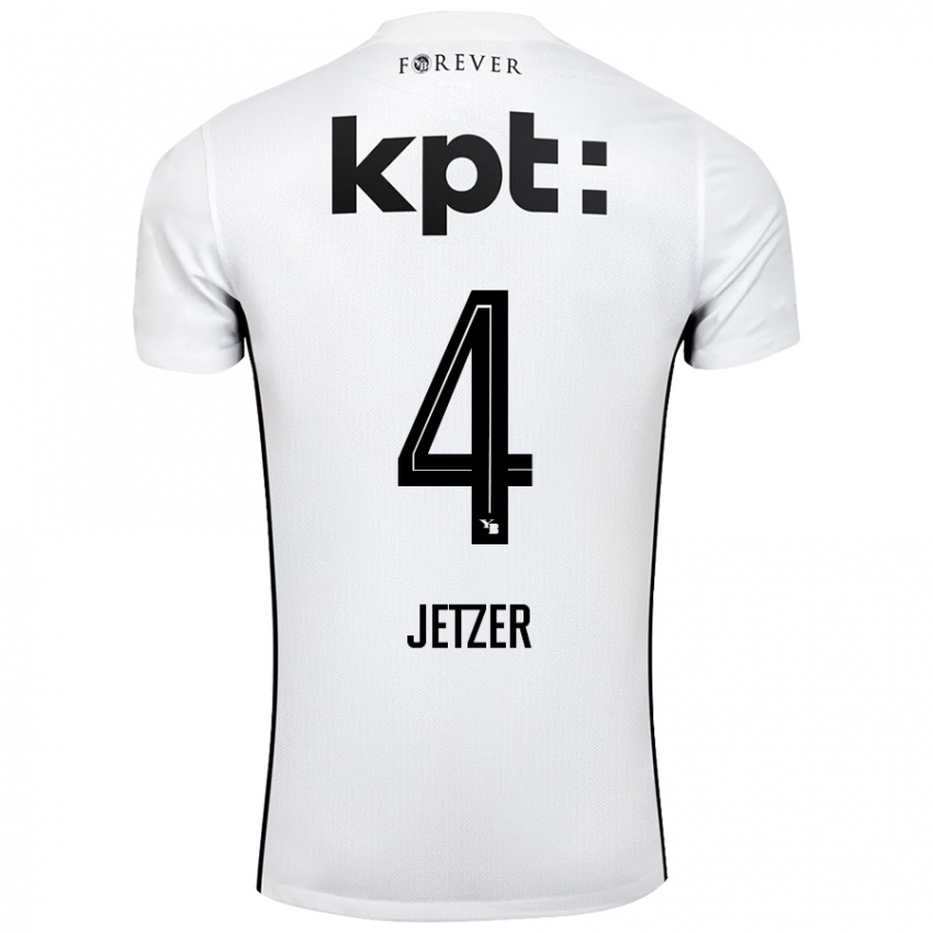 Kinder Lorin Jetzer #4 Weiß Schwarz Auswärtstrikot Trikot 2024/25 T-Shirt