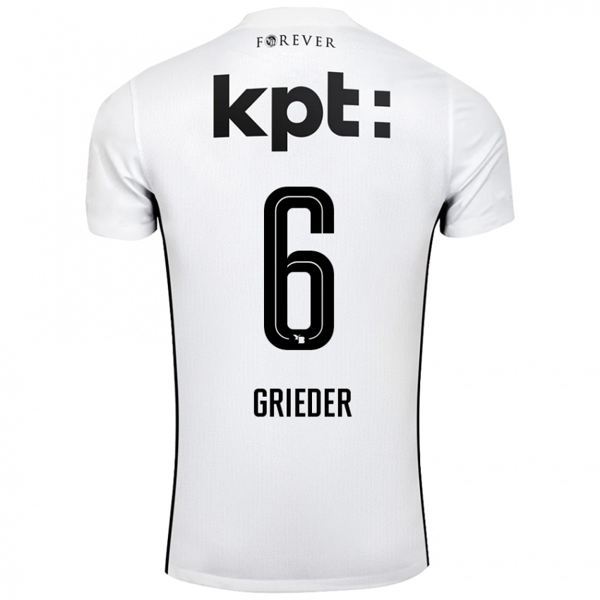 Kinder Lionel Grieder #6 Weiß Schwarz Auswärtstrikot Trikot 2024/25 T-Shirt