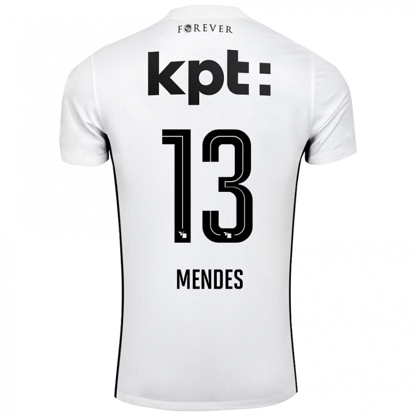 Kinder Daniel Mendes #13 Weiß Schwarz Auswärtstrikot Trikot 2024/25 T-Shirt