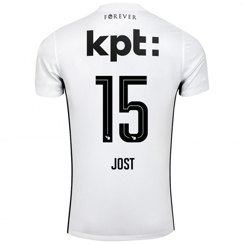 Kinder Tristan Jost #15 Weiß Schwarz Auswärtstrikot Trikot 2024/25 T-Shirt