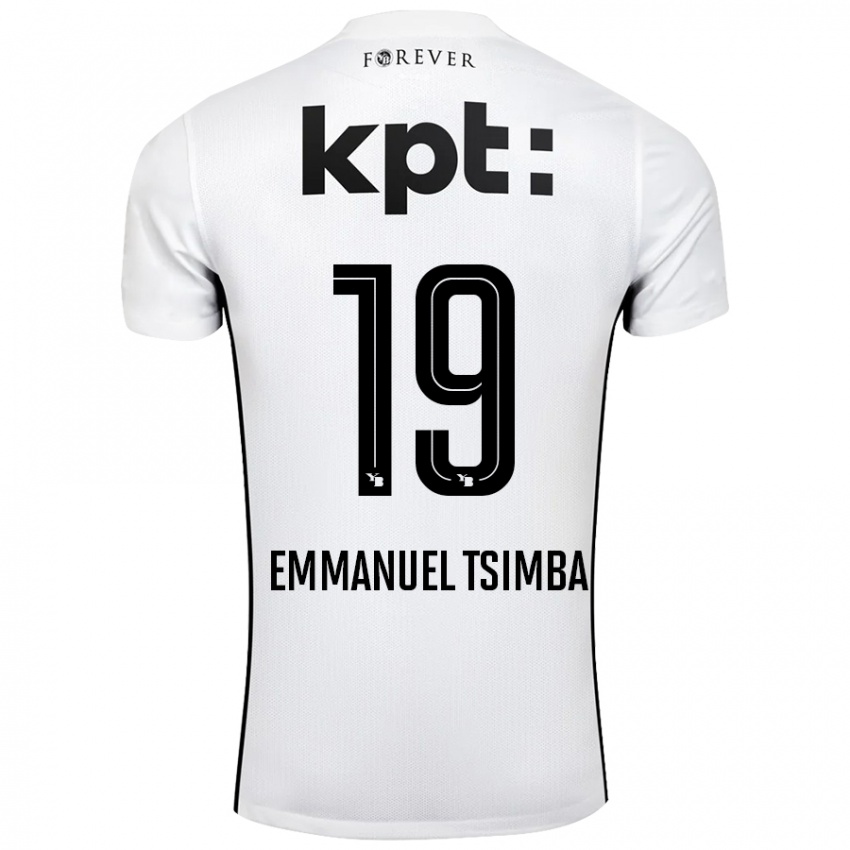 Kinder Felix Emmanuel Tsimba #19 Weiß Schwarz Auswärtstrikot Trikot 2024/25 T-Shirt