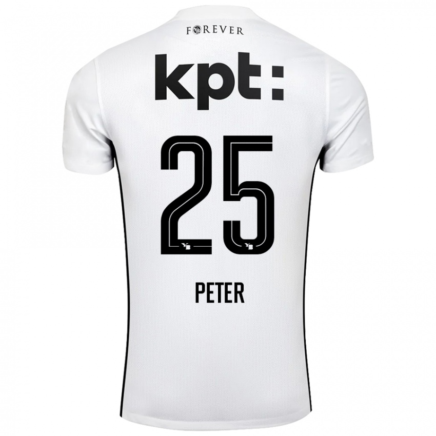 Kinder Luc Peter #25 Weiß Schwarz Auswärtstrikot Trikot 2024/25 T-Shirt