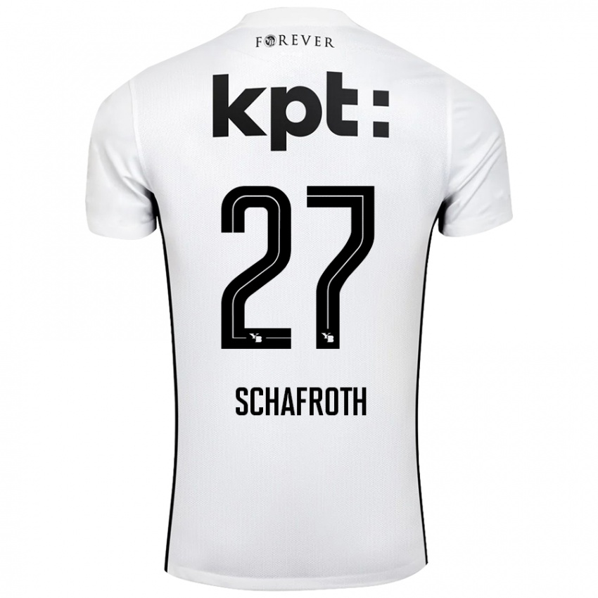 Kinder Reto Schafroth #27 Weiß Schwarz Auswärtstrikot Trikot 2024/25 T-Shirt