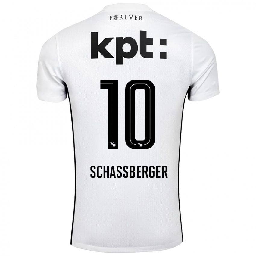 Kinder Julia Schassberger #10 Weiß Schwarz Auswärtstrikot Trikot 2024/25 T-Shirt