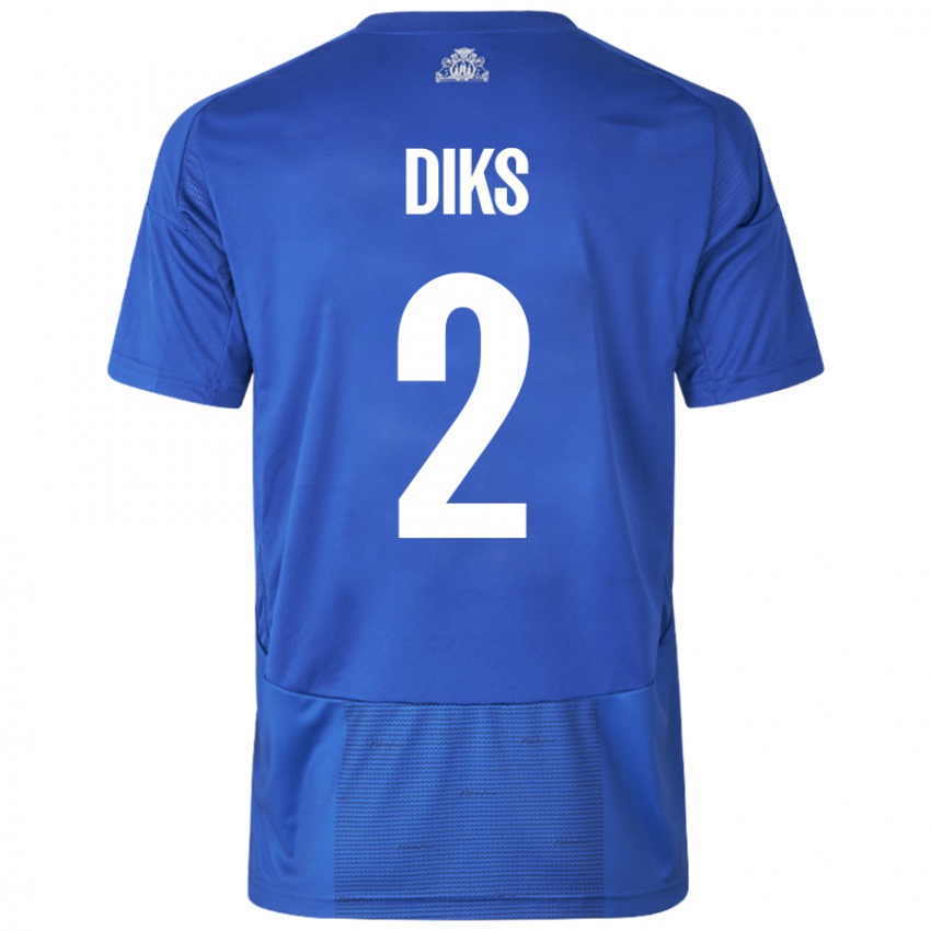 Kinder Kevin Diks #2 Weiß Blau Auswärtstrikot Trikot 2024/25 T-Shirt