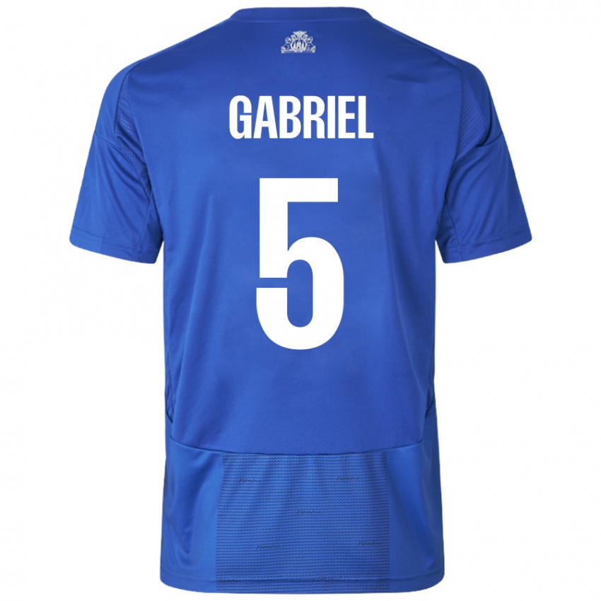 Kinder Gabriel Pereira #5 Weiß Blau Auswärtstrikot Trikot 2024/25 T-Shirt