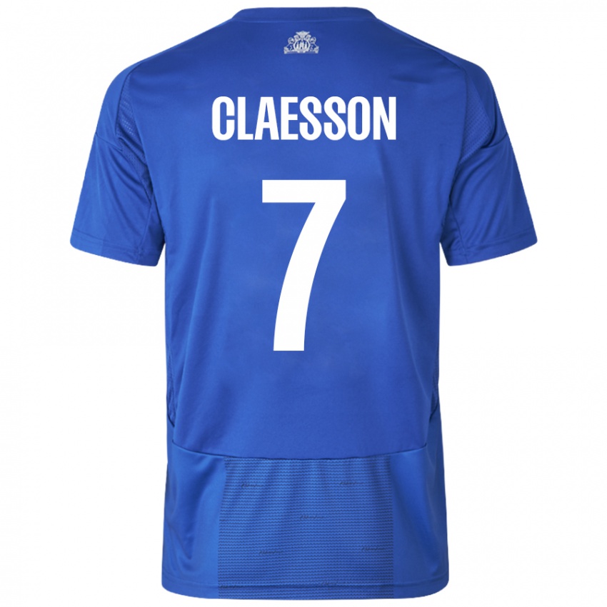 Kinder Viktor Claesson #7 Weiß Blau Auswärtstrikot Trikot 2024/25 T-Shirt