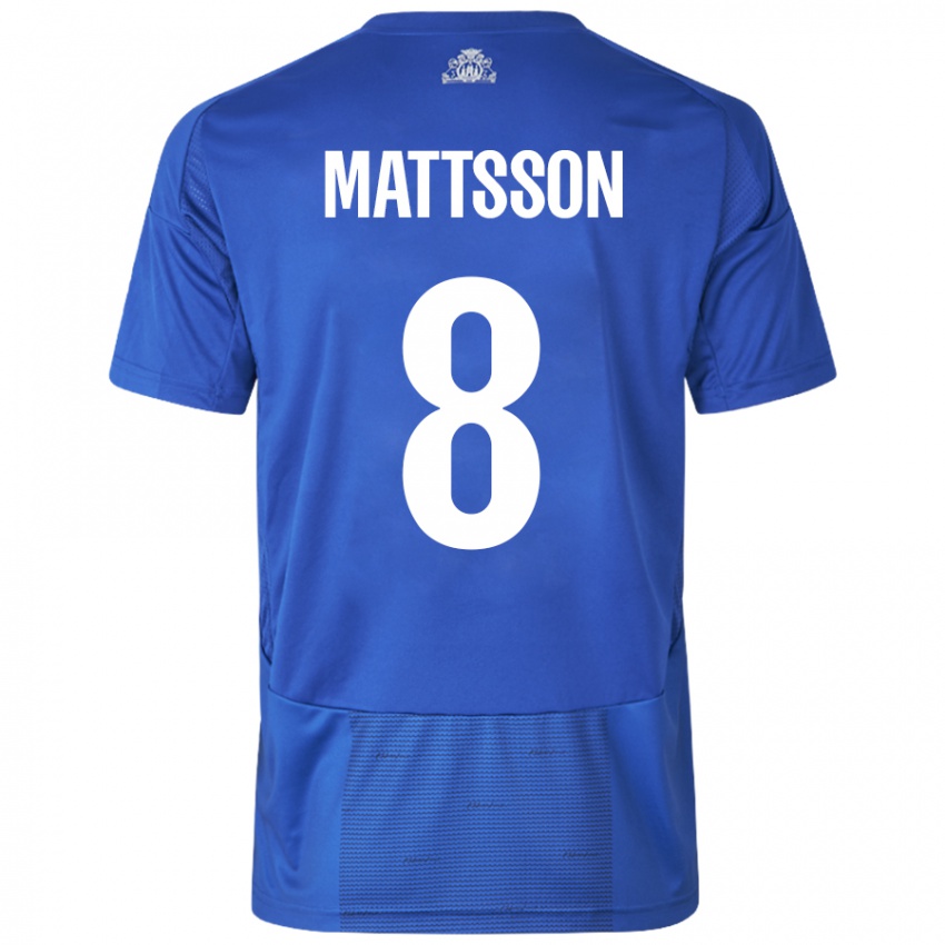 Kinder Magnus Mattsson #8 Weiß Blau Auswärtstrikot Trikot 2024/25 T-Shirt