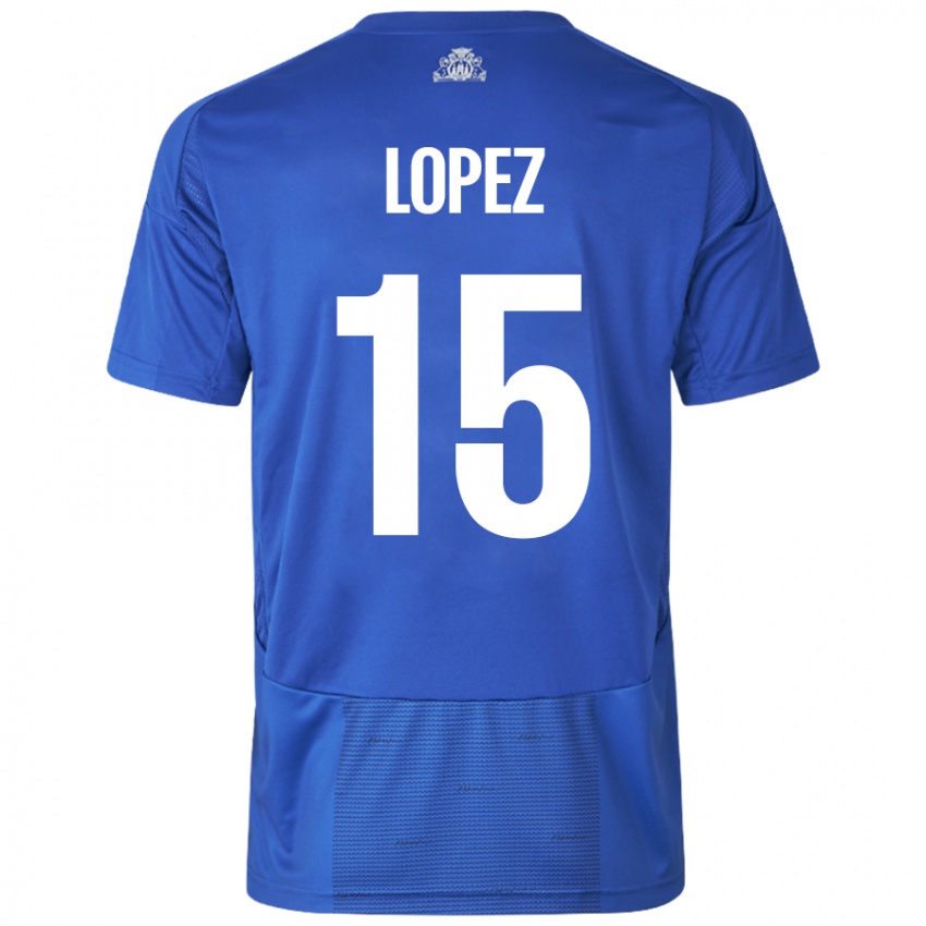 Kinder Marcos López #15 Weiß Blau Auswärtstrikot Trikot 2024/25 T-Shirt