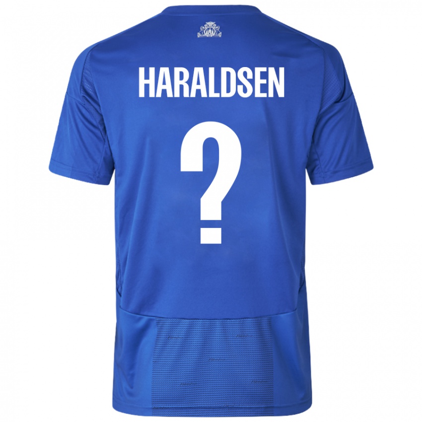 Kinder Henrik Haraldsen #0 Weiß Blau Auswärtstrikot Trikot 2024/25 T-Shirt