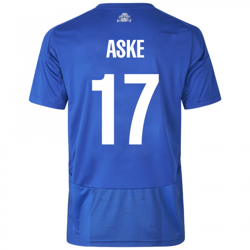 Kinder Aske Christensen #17 Weiß Blau Auswärtstrikot Trikot 2024/25 T-Shirt