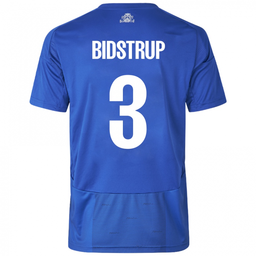 Kinder Hjalte Bidstrup #3 Weiß Blau Auswärtstrikot Trikot 2024/25 T-Shirt