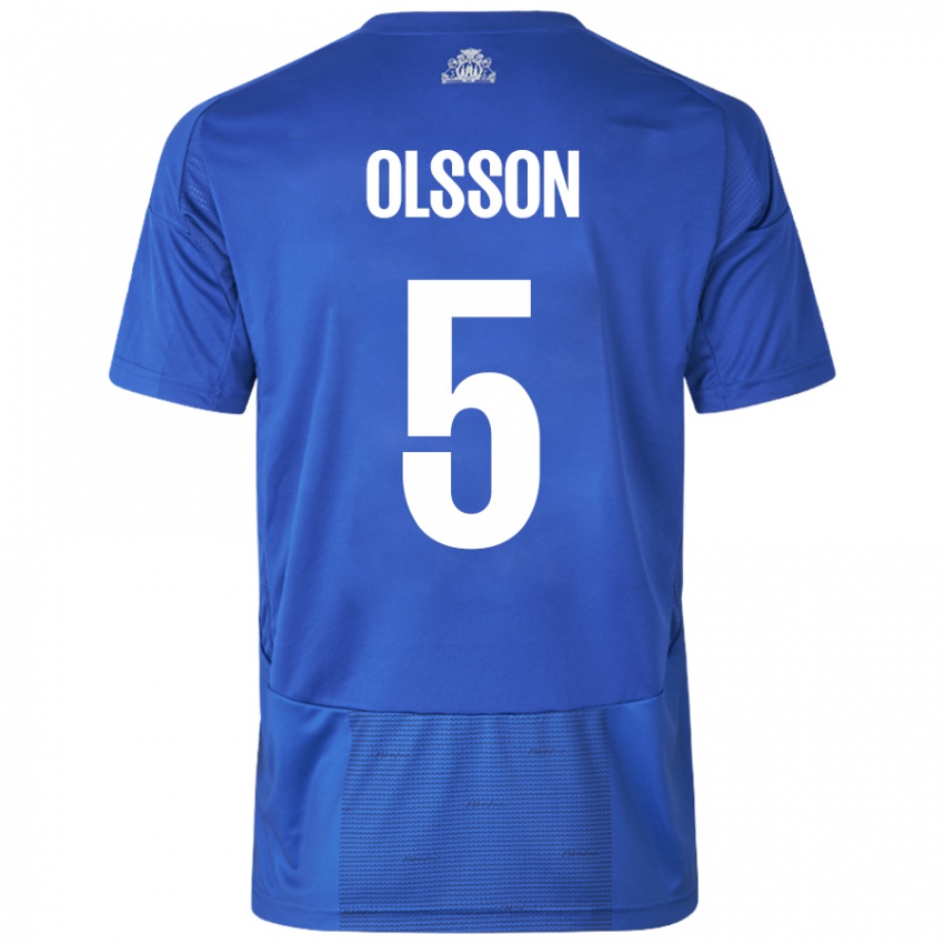 Kinder Cornelius Olsson #5 Weiß Blau Auswärtstrikot Trikot 2024/25 T-Shirt