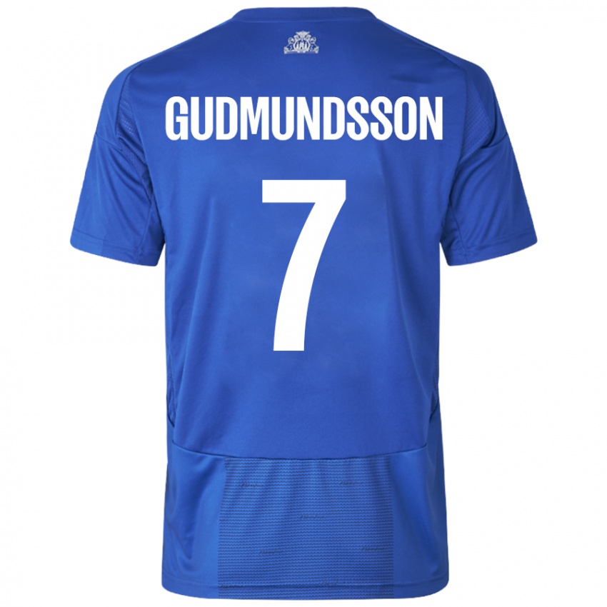 Kinder Galdur Gudmundsson #7 Weiß Blau Auswärtstrikot Trikot 2024/25 T-Shirt